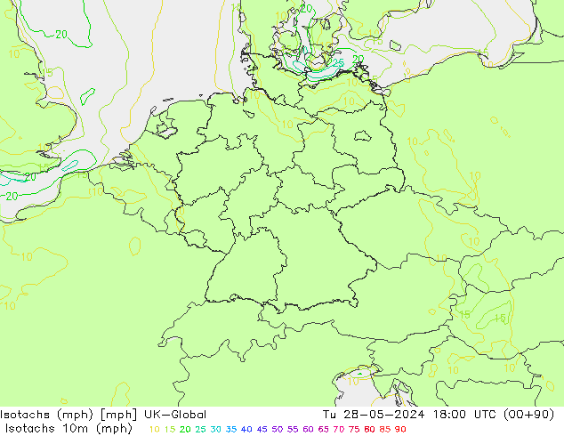 Isotachs (mph) UK-Global mar 28.05.2024 18 UTC