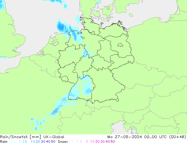 Regen/Schneefall UK-Global Mo 27.05.2024 00 UTC