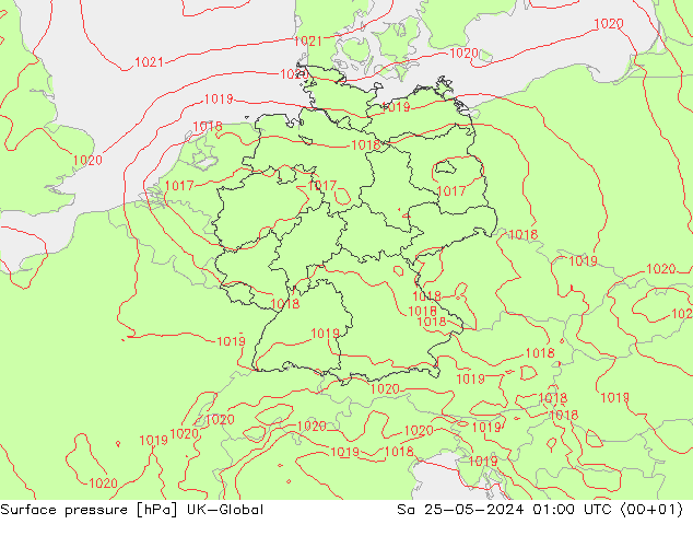 Presión superficial UK-Global sáb 25.05.2024 01 UTC