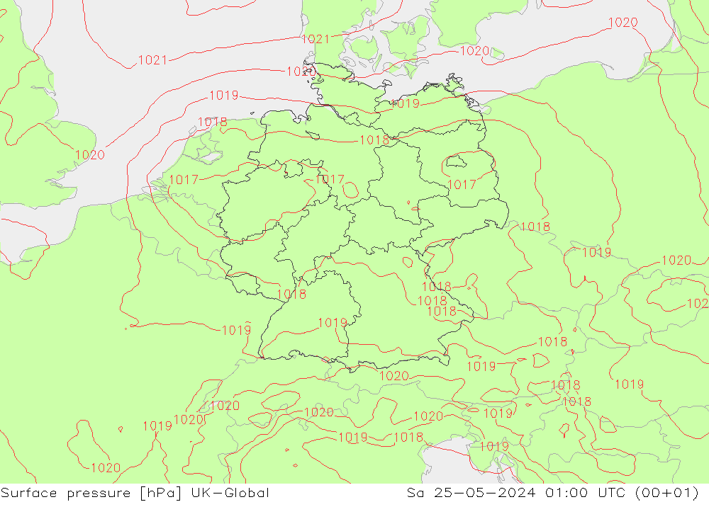 Luchtdruk (Grond) UK-Global za 25.05.2024 01 UTC