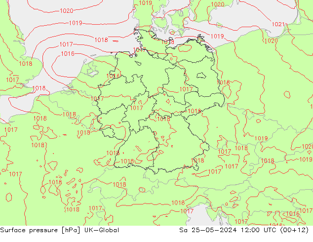 Surface pressure UK-Global Sa 25.05.2024 12 UTC