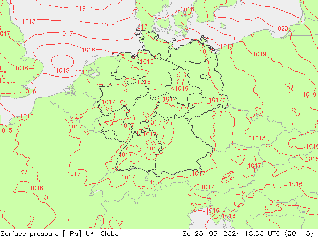 Luchtdruk (Grond) UK-Global za 25.05.2024 15 UTC