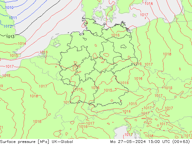 Pressione al suolo UK-Global lun 27.05.2024 15 UTC