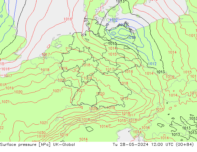 Surface pressure UK-Global Tu 28.05.2024 12 UTC