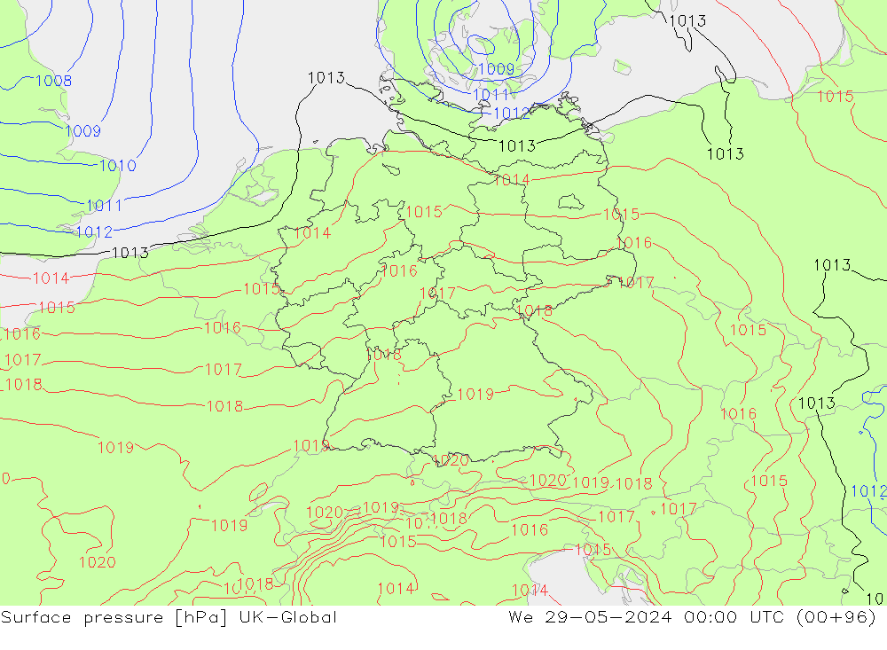 Luchtdruk (Grond) UK-Global wo 29.05.2024 00 UTC