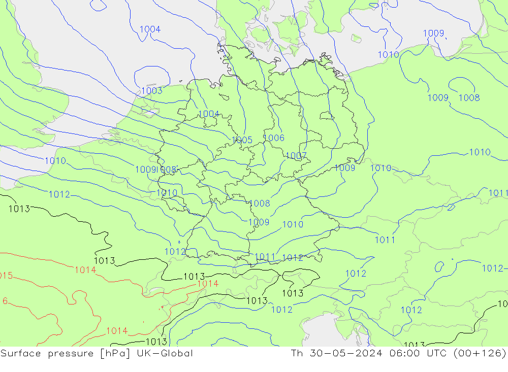 приземное давление UK-Global чт 30.05.2024 06 UTC