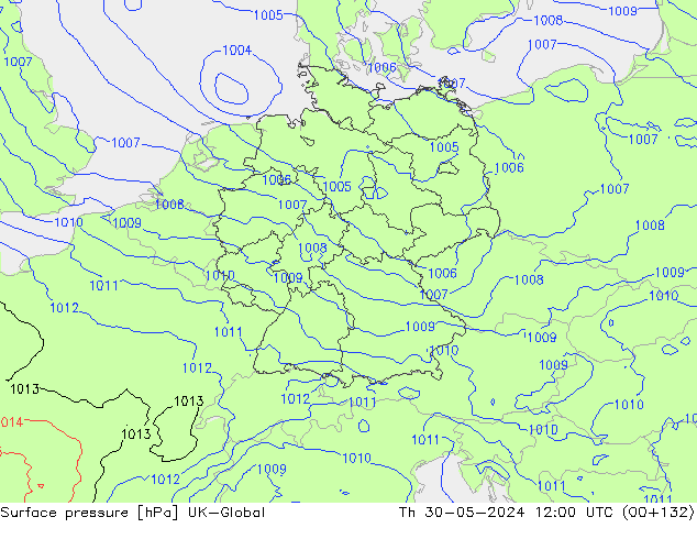 Surface pressure UK-Global Th 30.05.2024 12 UTC