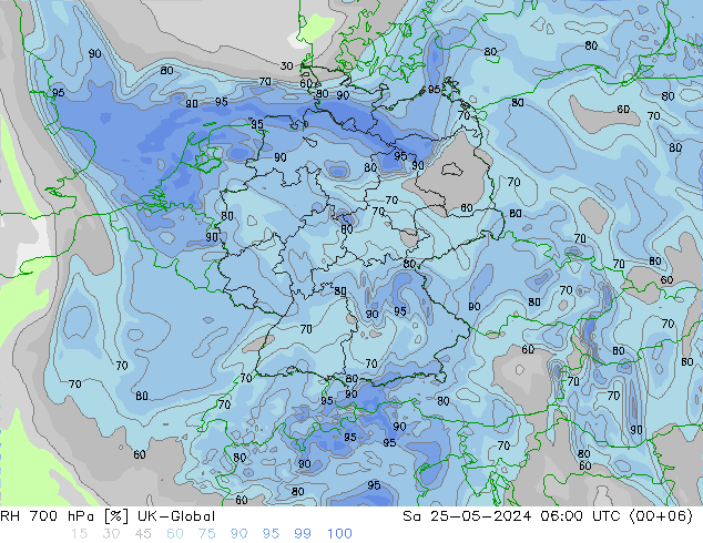 RH 700 hPa UK-Global Sa 25.05.2024 06 UTC