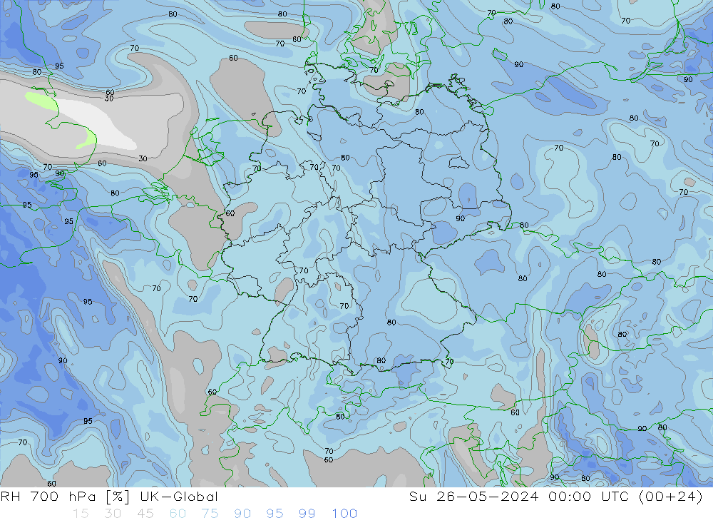 RH 700 hPa UK-Global nie. 26.05.2024 00 UTC