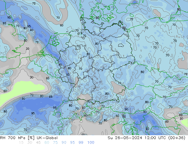 RH 700 hPa UK-Global Su 26.05.2024 12 UTC