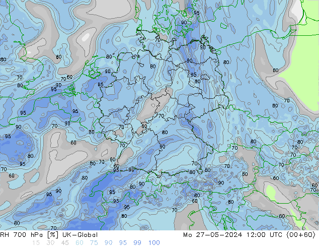 RH 700 hPa UK-Global pon. 27.05.2024 12 UTC