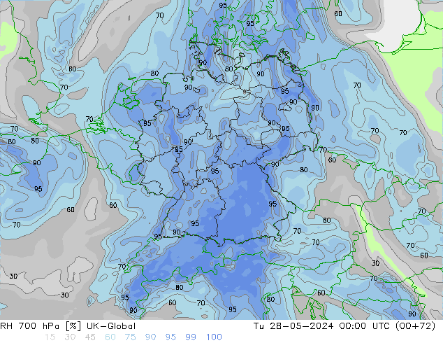 RH 700 hPa UK-Global Tu 28.05.2024 00 UTC