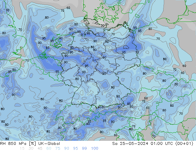 RH 850 hPa UK-Global So 25.05.2024 01 UTC