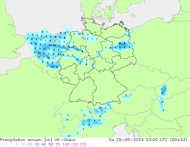 Toplam Yağış UK-Global Cts 25.05.2024 03 UTC