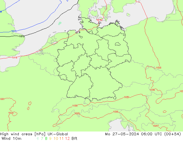 High wind areas UK-Global пн 27.05.2024 06 UTC