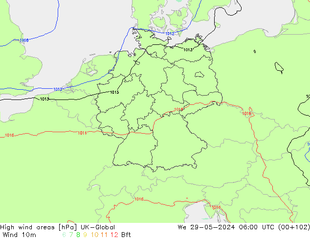 High wind areas UK-Global mer 29.05.2024 06 UTC