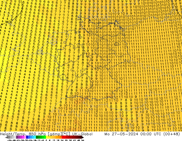 Yükseklik/Sıc. 850 hPa UK-Global Pzt 27.05.2024 00 UTC