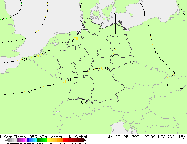 Height/Temp. 950 hPa UK-Global  27.05.2024 00 UTC