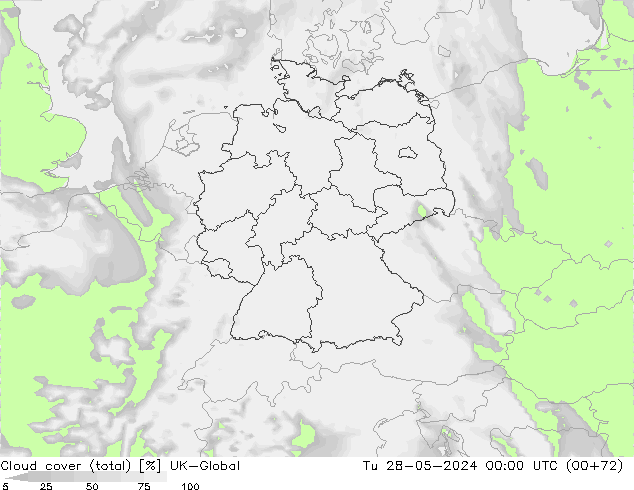 Wolken (gesamt) UK-Global Di 28.05.2024 00 UTC