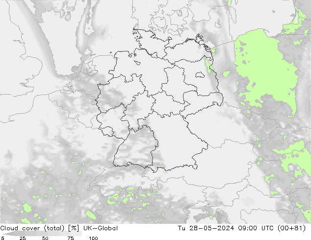 zachmurzenie (suma) UK-Global wto. 28.05.2024 09 UTC