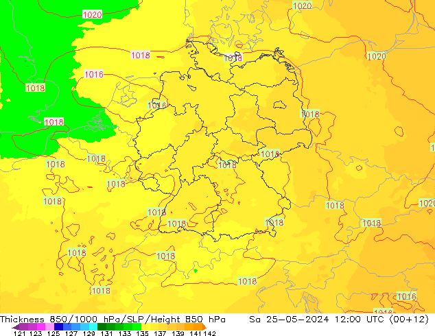Thck 850-1000 hPa UK-Global Sáb 25.05.2024 12 UTC