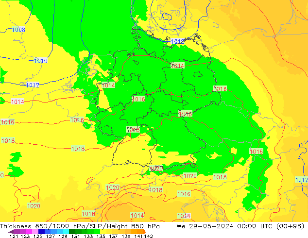 Thck 850-1000 гПа UK-Global ср 29.05.2024 00 UTC