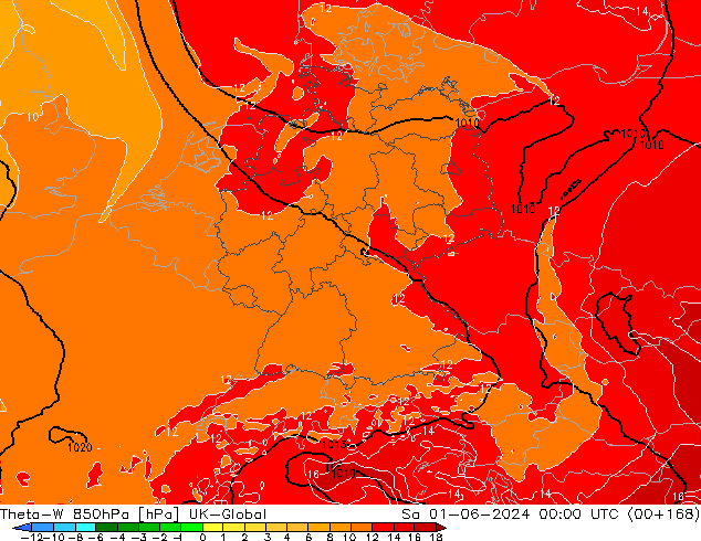 Theta-W 850hPa UK-Global sáb 01.06.2024 00 UTC