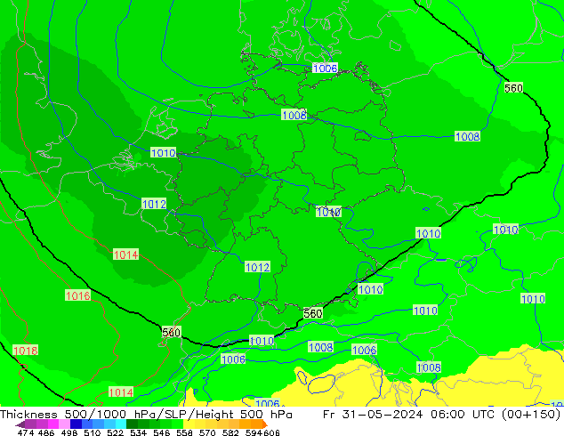 Thck 500-1000hPa UK-Global ven 31.05.2024 06 UTC