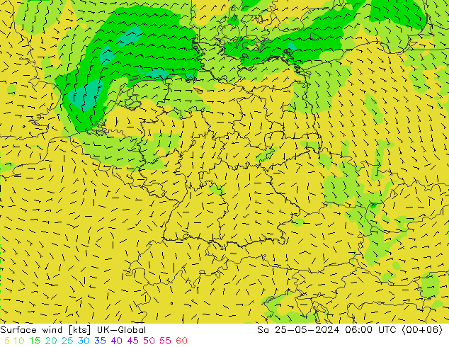 Surface wind UK-Global Sa 25.05.2024 06 UTC