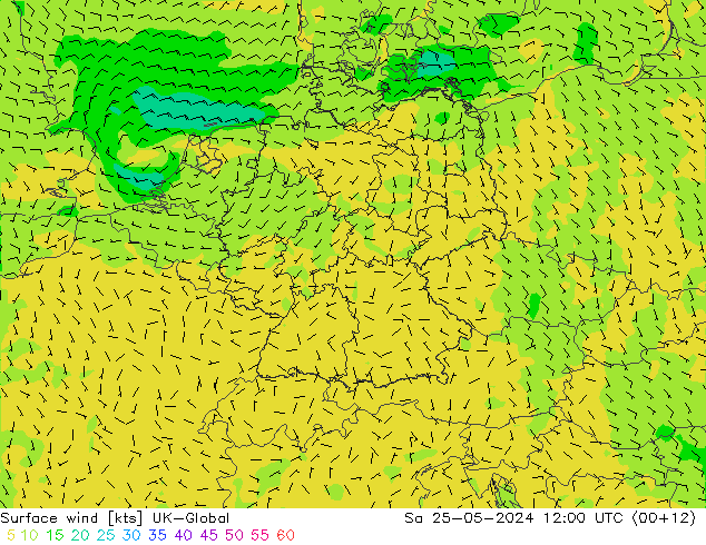 Surface wind UK-Global Sa 25.05.2024 12 UTC