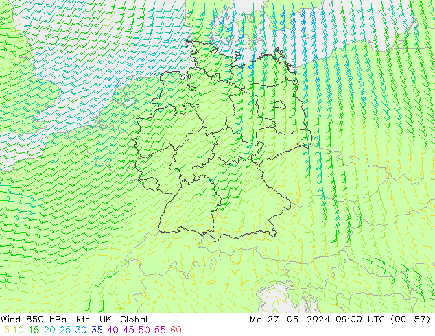 ветер 850 гПа UK-Global пн 27.05.2024 09 UTC