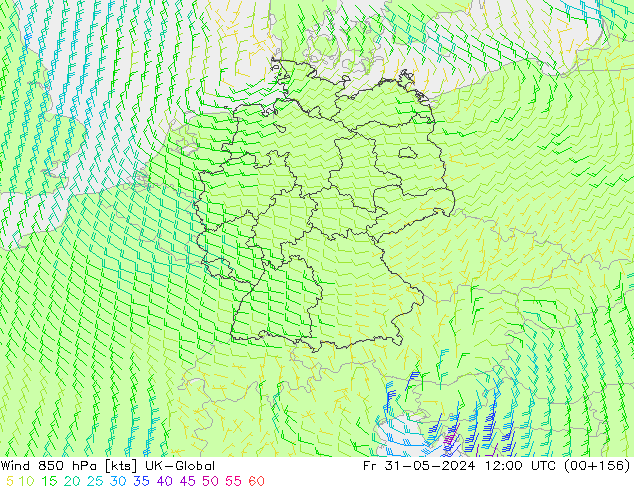 ветер 850 гПа UK-Global пт 31.05.2024 12 UTC