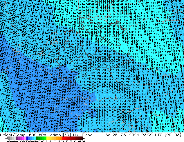 Height/Temp. 500 hPa UK-Global  25.05.2024 03 UTC