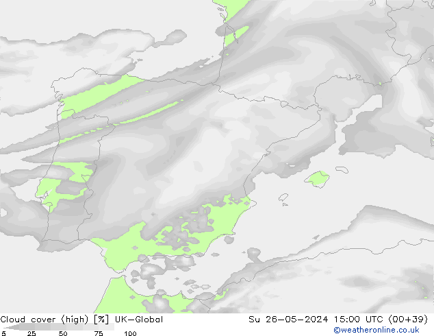 Nubes altas UK-Global dom 26.05.2024 15 UTC