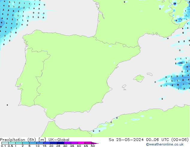 Precipitación (6h) UK-Global sáb 25.05.2024 06 UTC