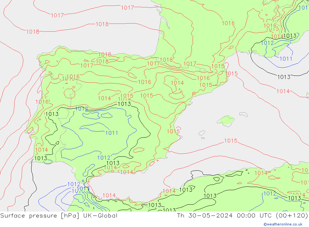 pression de l'air UK-Global jeu 30.05.2024 00 UTC