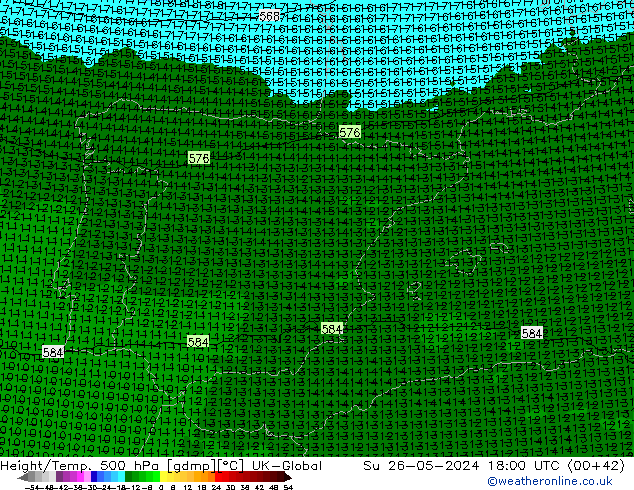 Geop./Temp. 500 hPa UK-Global dom 26.05.2024 18 UTC