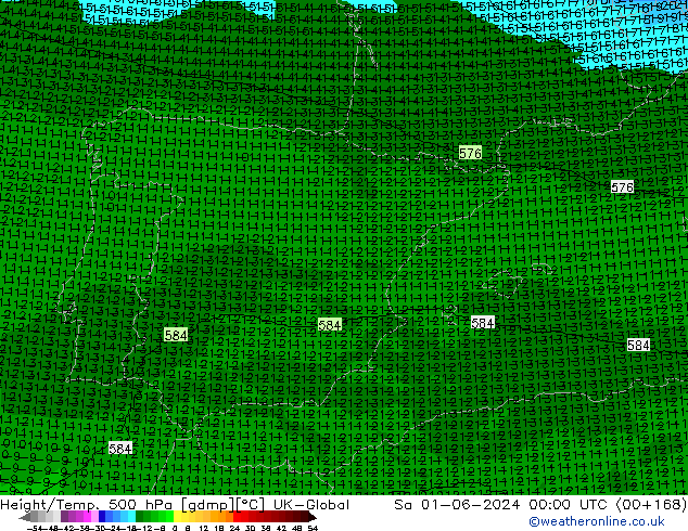 Height/Temp. 500 hPa UK-Global Sa 01.06.2024 00 UTC