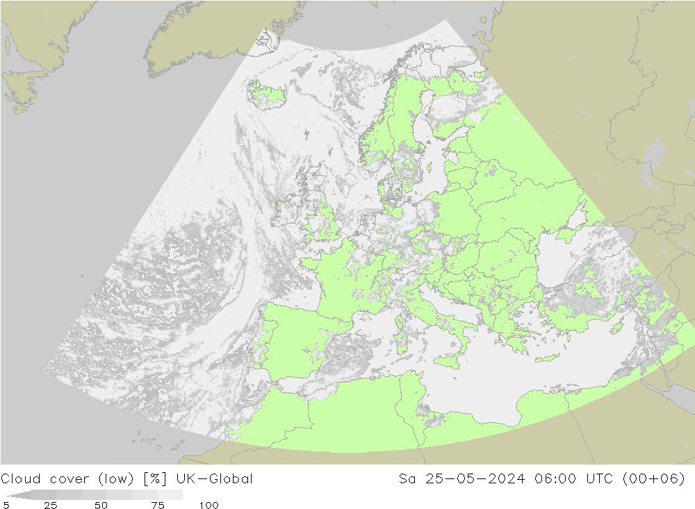 nízká oblaka UK-Global So 25.05.2024 06 UTC