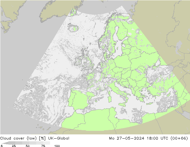 Bewolking (Laag) UK-Global ma 27.05.2024 18 UTC