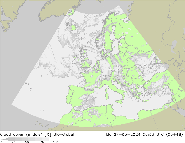 Bewolking (Middelb.) UK-Global ma 27.05.2024 00 UTC