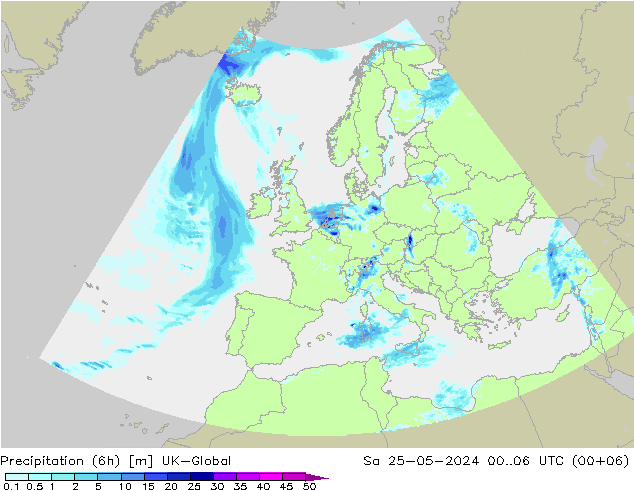 Precipitation (6h) UK-Global Sa 25.05.2024 06 UTC