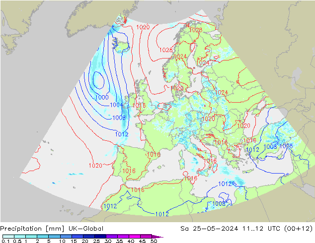 Neerslag UK-Global za 25.05.2024 12 UTC