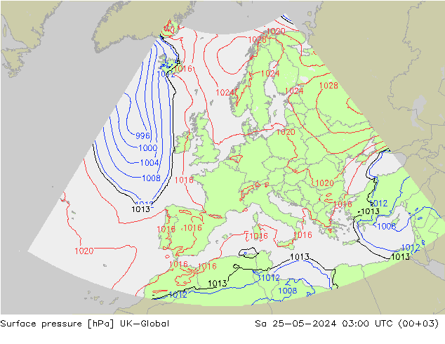 Atmosférický tlak UK-Global So 25.05.2024 03 UTC