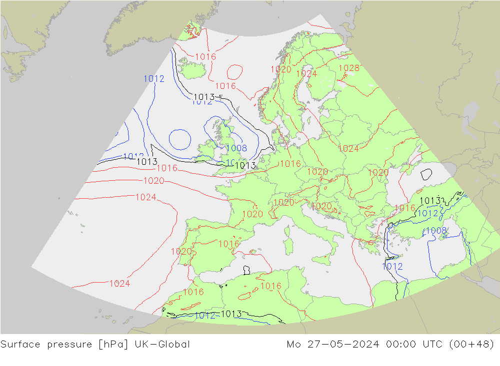 pression de l'air UK-Global lun 27.05.2024 00 UTC