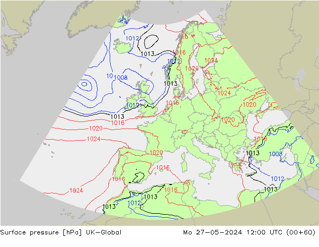 pressão do solo UK-Global Seg 27.05.2024 12 UTC