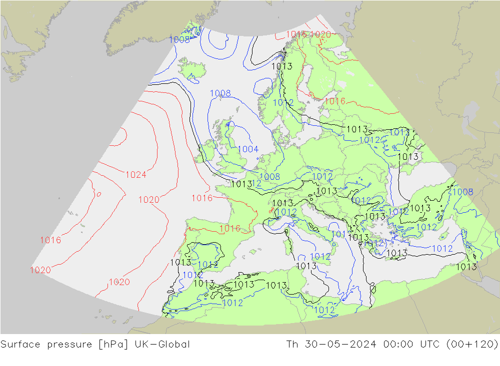 Luchtdruk (Grond) UK-Global do 30.05.2024 00 UTC