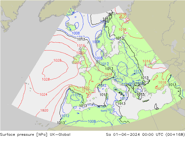 Presión superficial UK-Global sáb 01.06.2024 00 UTC
