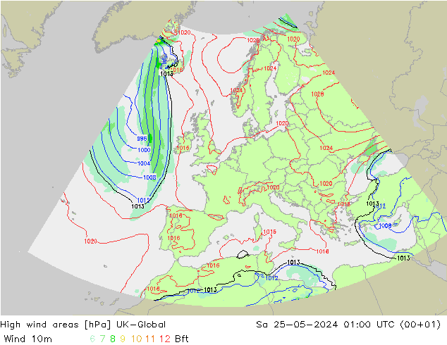 High wind areas UK-Global 星期六 25.05.2024 01 UTC