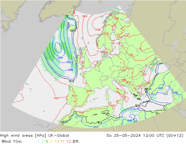 High wind areas UK-Global Sáb 25.05.2024 12 UTC